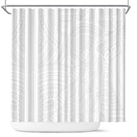 Samoan DNA Art Tattoo Shower Curtain Polynesian Pattern All White