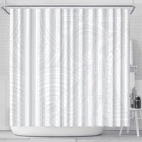 Samoan DNA Art Tattoo Shower Curtain Polynesian Pattern All White