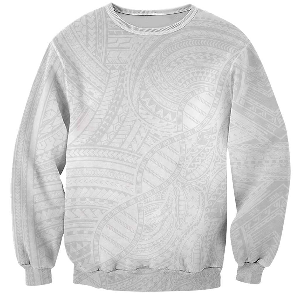 Samoan DNA Art Tattoo Sweatshirt Polynesian Pattern All White