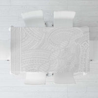 Samoan DNA Art Tattoo Tablecloth Polynesian Pattern All White