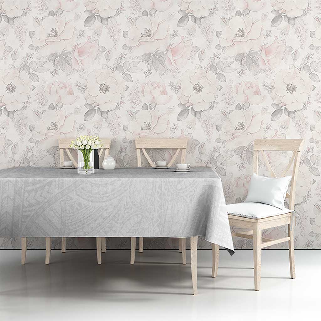 Samoan DNA Art Tattoo Tablecloth Polynesian Pattern All White