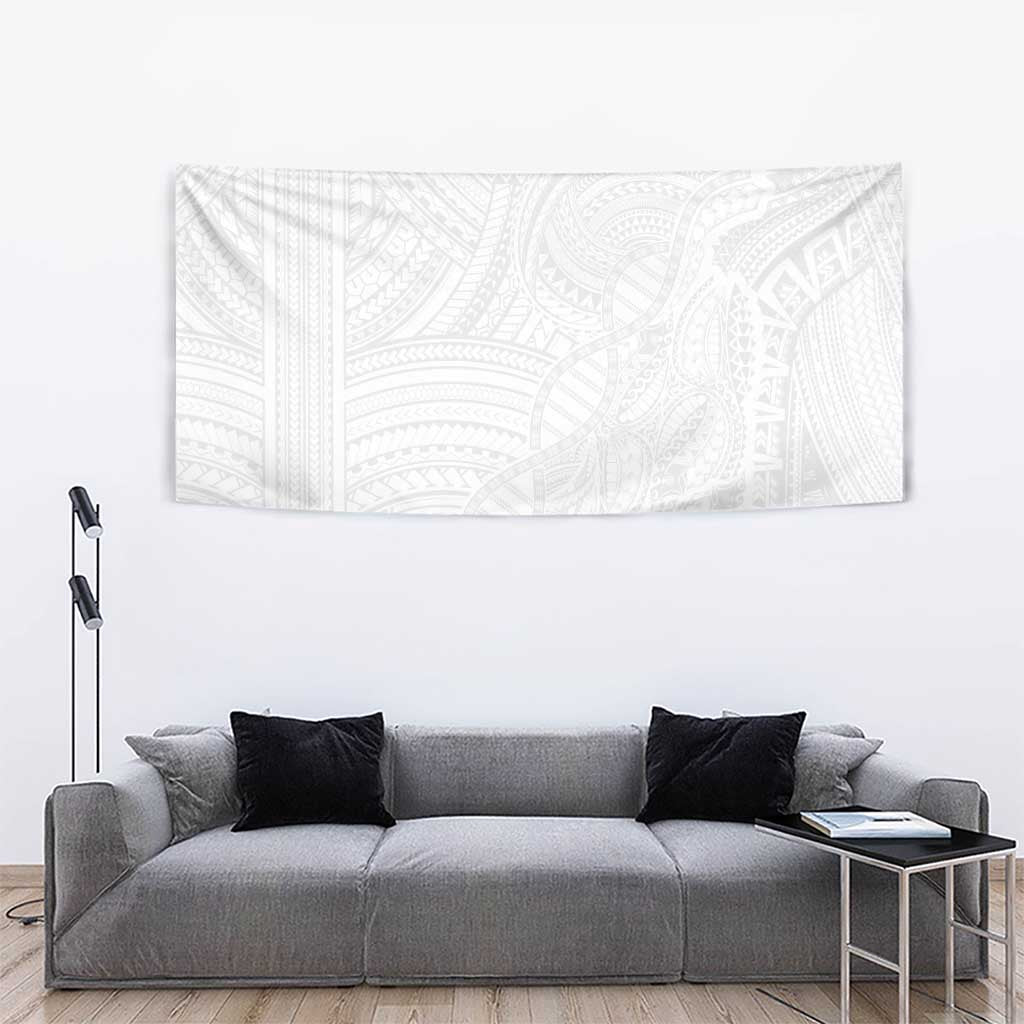 Samoan DNA Art Tattoo Tapestry Polynesian Pattern All White