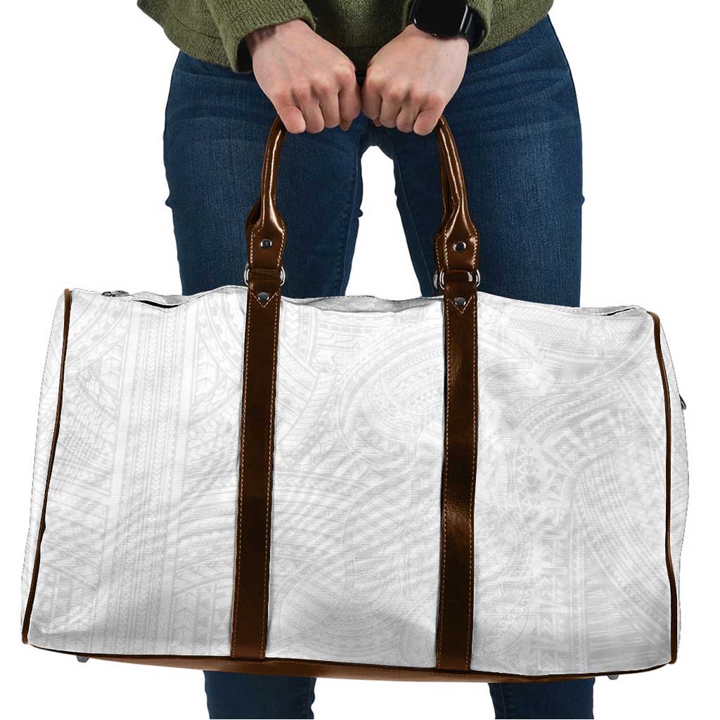 Samoan DNA Art Tattoo Travel Bag Polynesian Pattern All White
