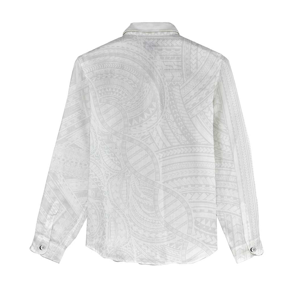 Samoan DNA Art Tattoo Women Casual Shirt Polynesian Pattern All White
