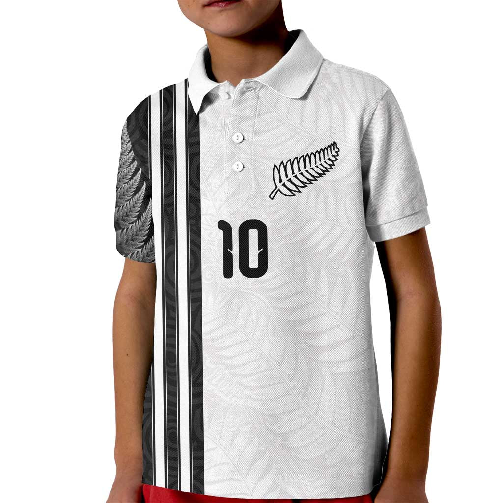 Custom New Zealand Football Kid Polo Shirt Silver Fern and Maori Tribal Black White Half Sporty Style LT03 Kid Multicolor - Polynesian Pride