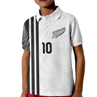 Custom New Zealand Football Kid Polo Shirt Silver Fern and Maori Tribal Black White Half Sporty Style LT03 Kid Multicolor - Polynesian Pride