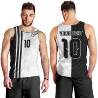 Custom New Zealand Football Men Tank Top Silver Fern and Maori Tribal Black White Half Sporty Style