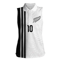 Custom New Zealand Football Women Sleeveless Polo Shirt Silver Fern and Maori Tribal Black White Half Sporty Style LT03 Female Multicolor - Polynesian Pride