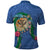 Hawaii Pikake and Maile Lei Polo Shirt Honu Polynesian Pattern Blue Color