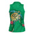Hawaii Pikake and Maile Lei Women Sleeveless Polo Shirt Honu Polynesian Pattern Green Color