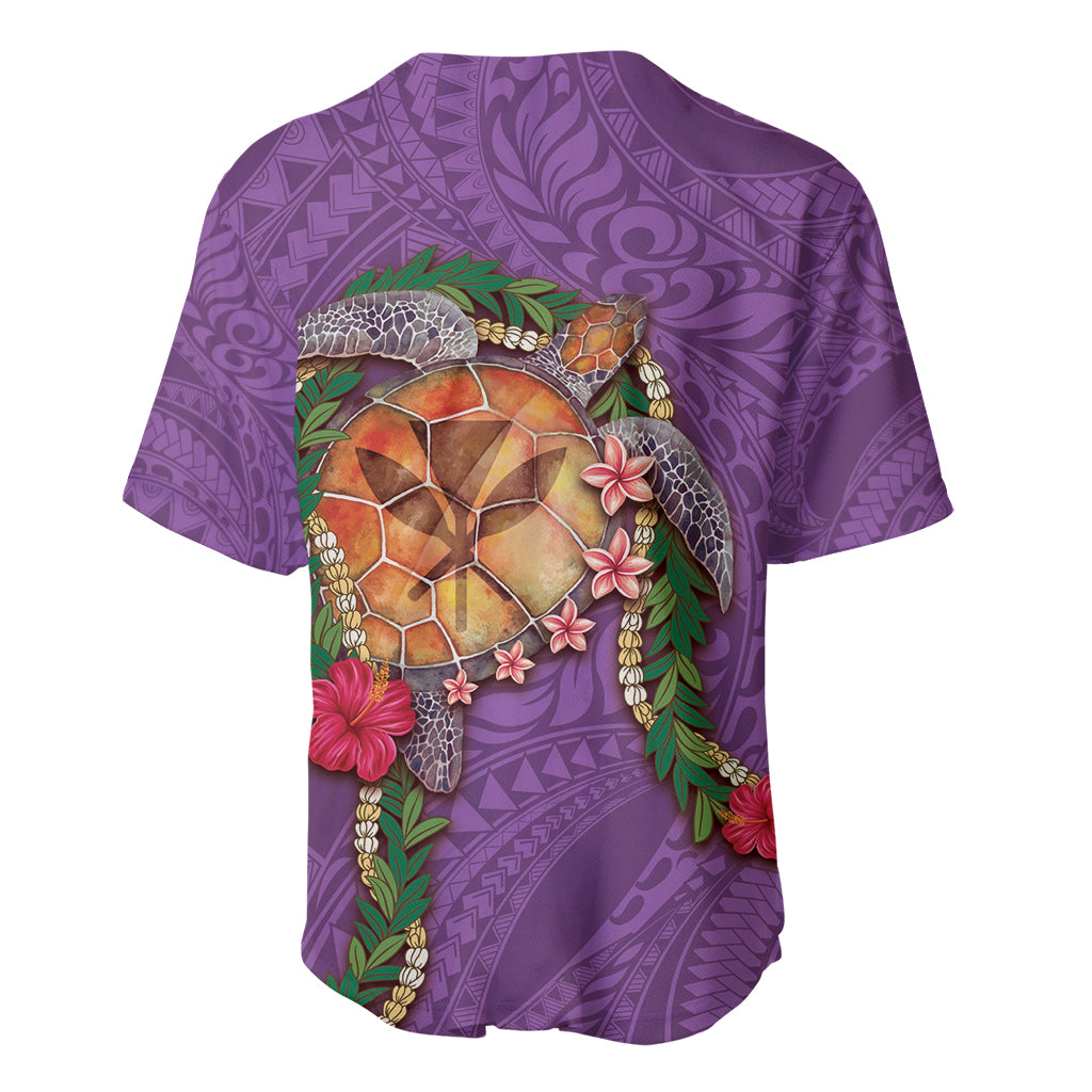 Hawaii Pikake and Maile Lei Baseball Jersey Honu Polynesian Pattern Pink Color