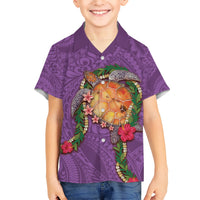 Hawaii Pikake and Maile Lei Kid Hawaiian Shirt Honu Polynesian Pattern Pink Color LT03 Kid Pink - Polynesian Pride