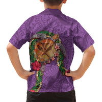 Hawaii Pikake and Maile Lei Kid Hawaiian Shirt Honu Polynesian Pattern Pink Color LT03 - Polynesian Pride