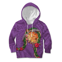 Hawaii Pikake and Maile Lei Kid Hoodie Honu Polynesian Pattern Pink Color LT03 Hoodie Pink - Polynesian Pride