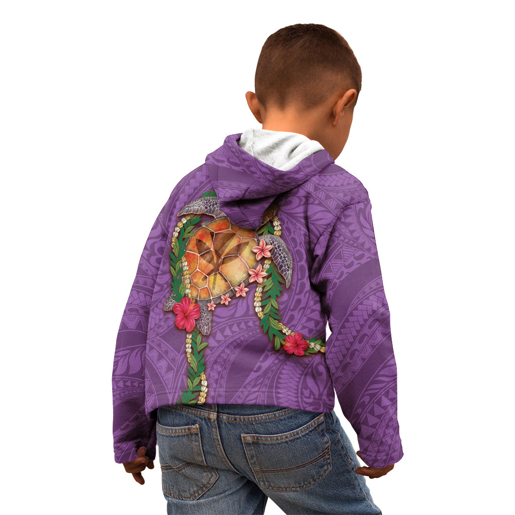 Hawaii Pikake and Maile Lei Kid Hoodie Honu Polynesian Pattern Pink Color LT03 - Polynesian Pride