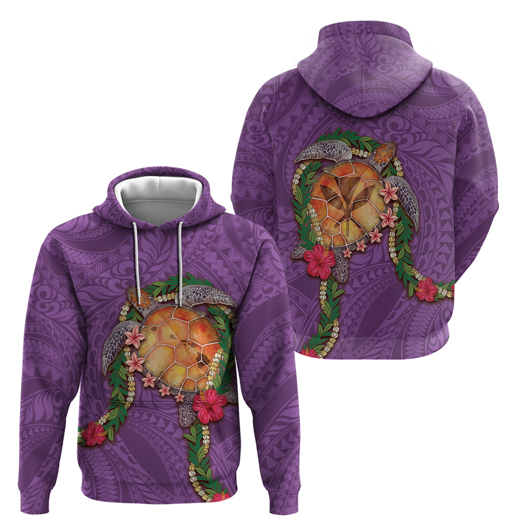 Hawaii Pikake and Maile Lei Zip Hoodie Honu Polynesian Pattern Pink Color