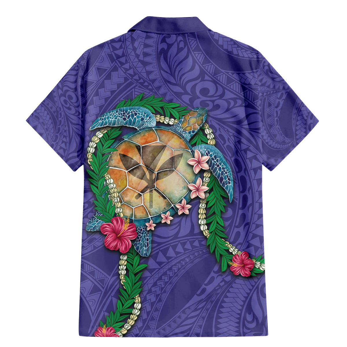 Hawaii Pikake and Maile Lei Family Matching Mermaid Dress and Hawaiian Shirt Honu Polynesian Pattern Purple Color