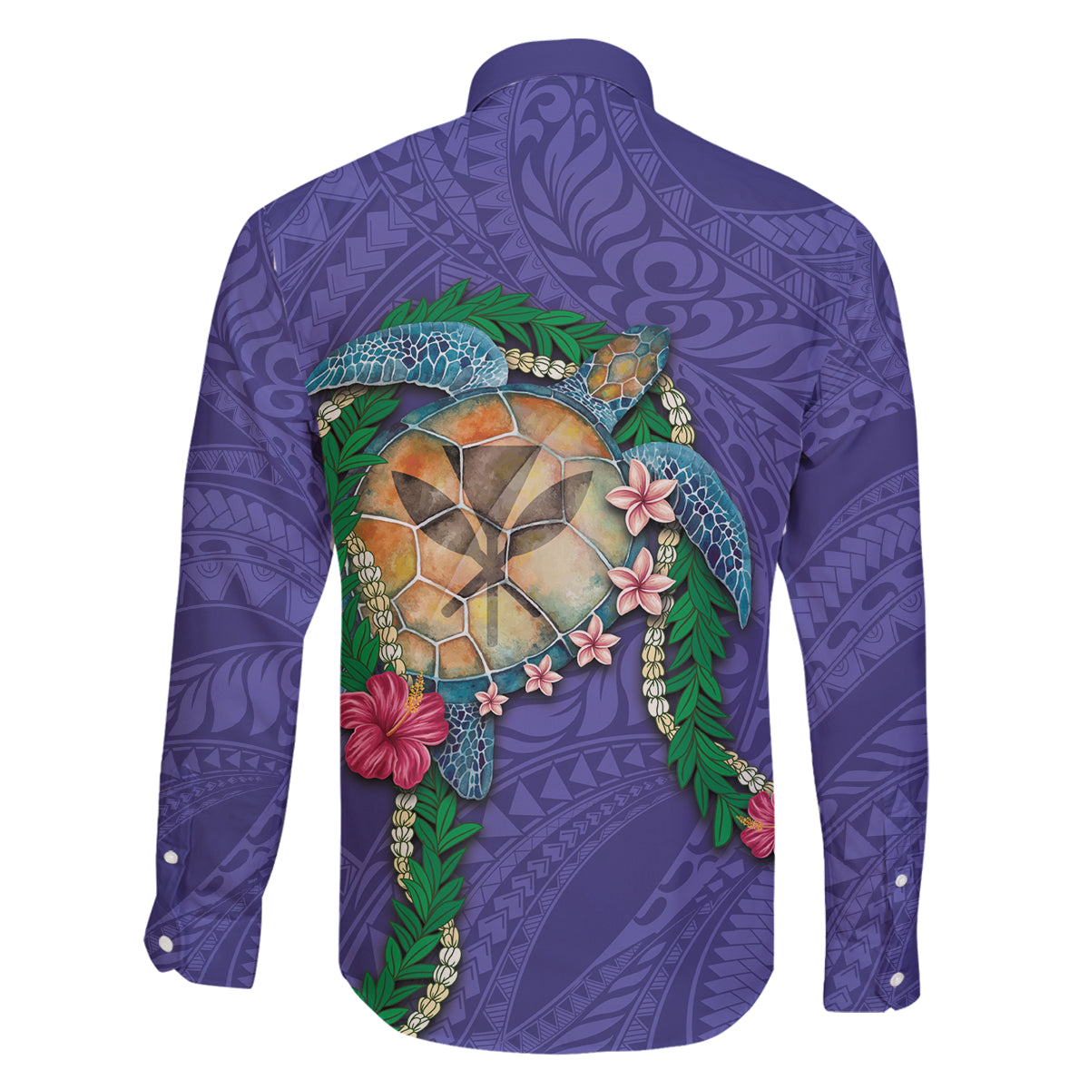 Hawaii Pikake and Maile Lei Family Matching Mermaid Dress and Hawaiian Shirt Honu Polynesian Pattern Purple Color