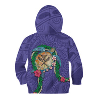 Hawaii Pikake and Maile Lei Kid Hoodie Honu Polynesian Pattern Purple Color LT03 - Polynesian Pride