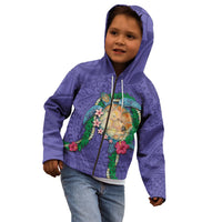 Hawaii Pikake and Maile Lei Kid Hoodie Honu Polynesian Pattern Purple Color LT03 - Polynesian Pride