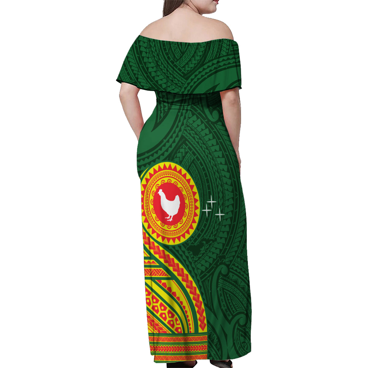 Manu'a Cession Day Family Matching Off Shoulder Maxi Dress and Hawaiian Shirt Polynesian Pattern