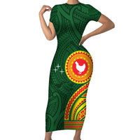 Manu'a Cession Day Family Matching Short Sleeve Bodycon Dress and Hawaiian Shirt Polynesian Pattern