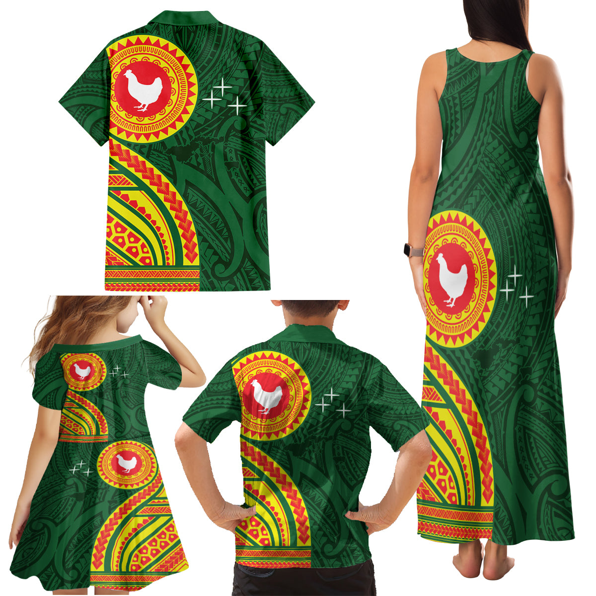 Manu'a Cession Day Family Matching Tank Maxi Dress and Hawaiian Shirt Polynesian Pattern