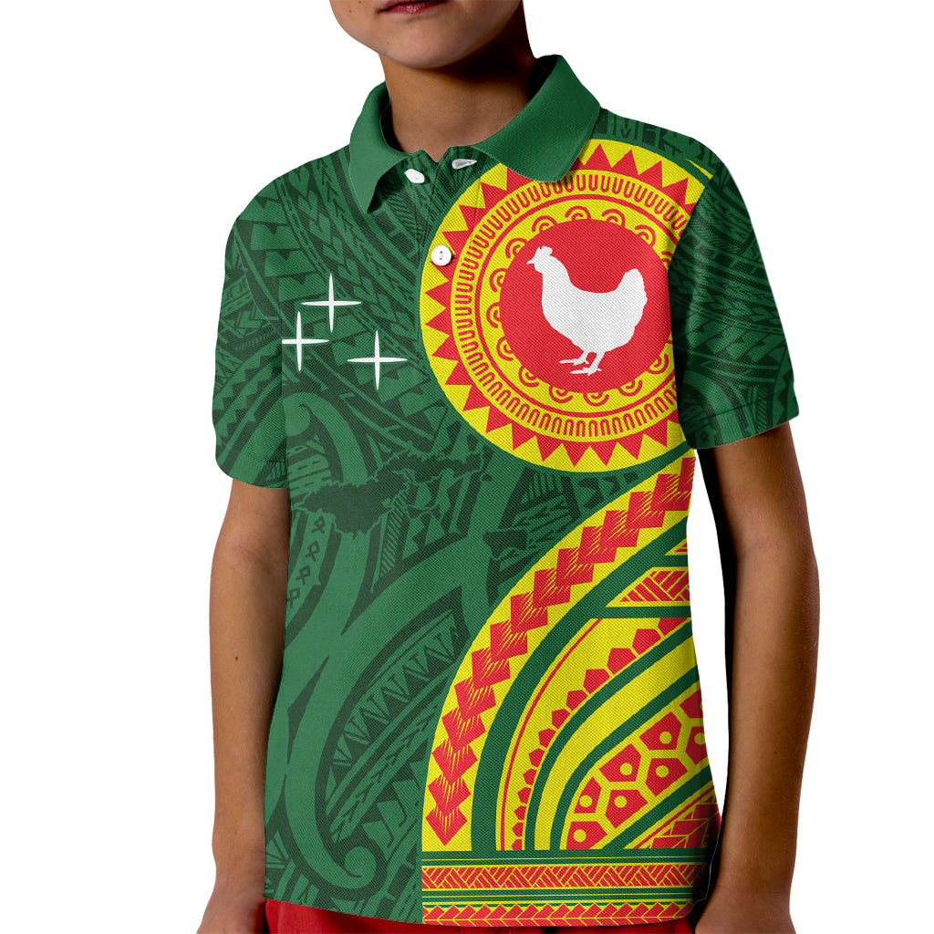 Manu'a Cession Day Kid Polo Shirt Polynesian Pattern