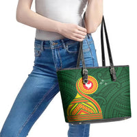 Manu'a Cession Day Leather Tote Bag Polynesian Pattern