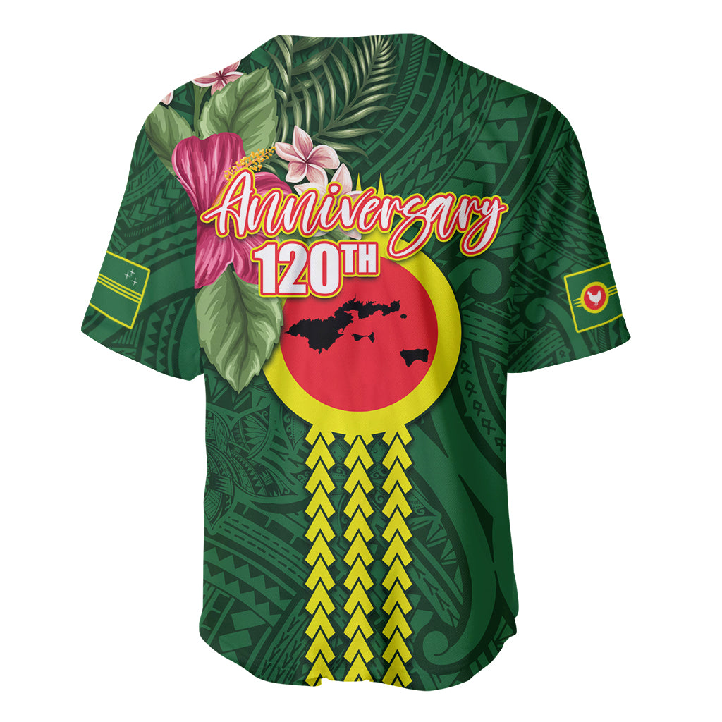 Manu'a Cession Day 120th Anniversary Baseball Jersey Polynesian Pattern and Hibiscus Flower