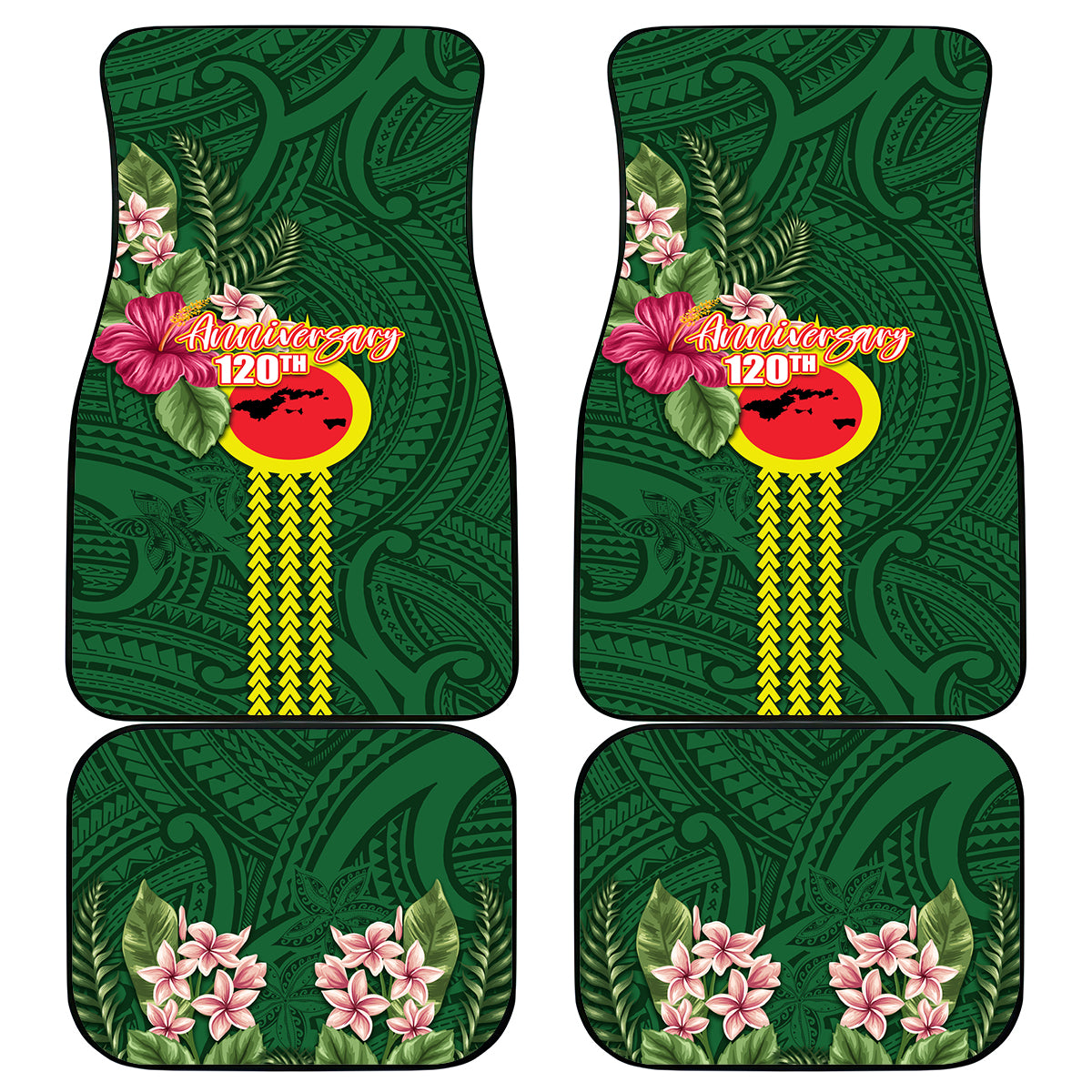 Manu'a Cession Day 120th Anniversary Car Mats Polynesian Pattern and Hibiscus Flower