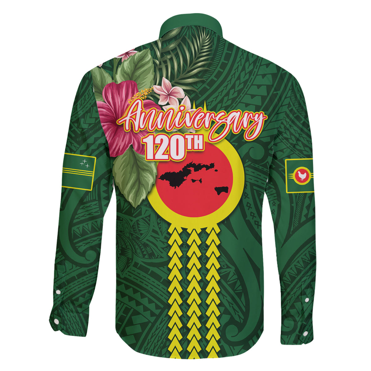 Manu'a Cession Day 120th Anniversary Family Matching Off The Shoulder Long Sleeve Dress and Hawaiian Shirt Polynesian Pattern and Hibiscus Flower