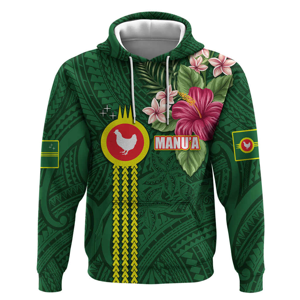 Manu'a Cession Day 120th Anniversary Hoodie Polynesian Pattern and Hibiscus Flower LT03 Pullover Hoodie Green - Polynesian Pride