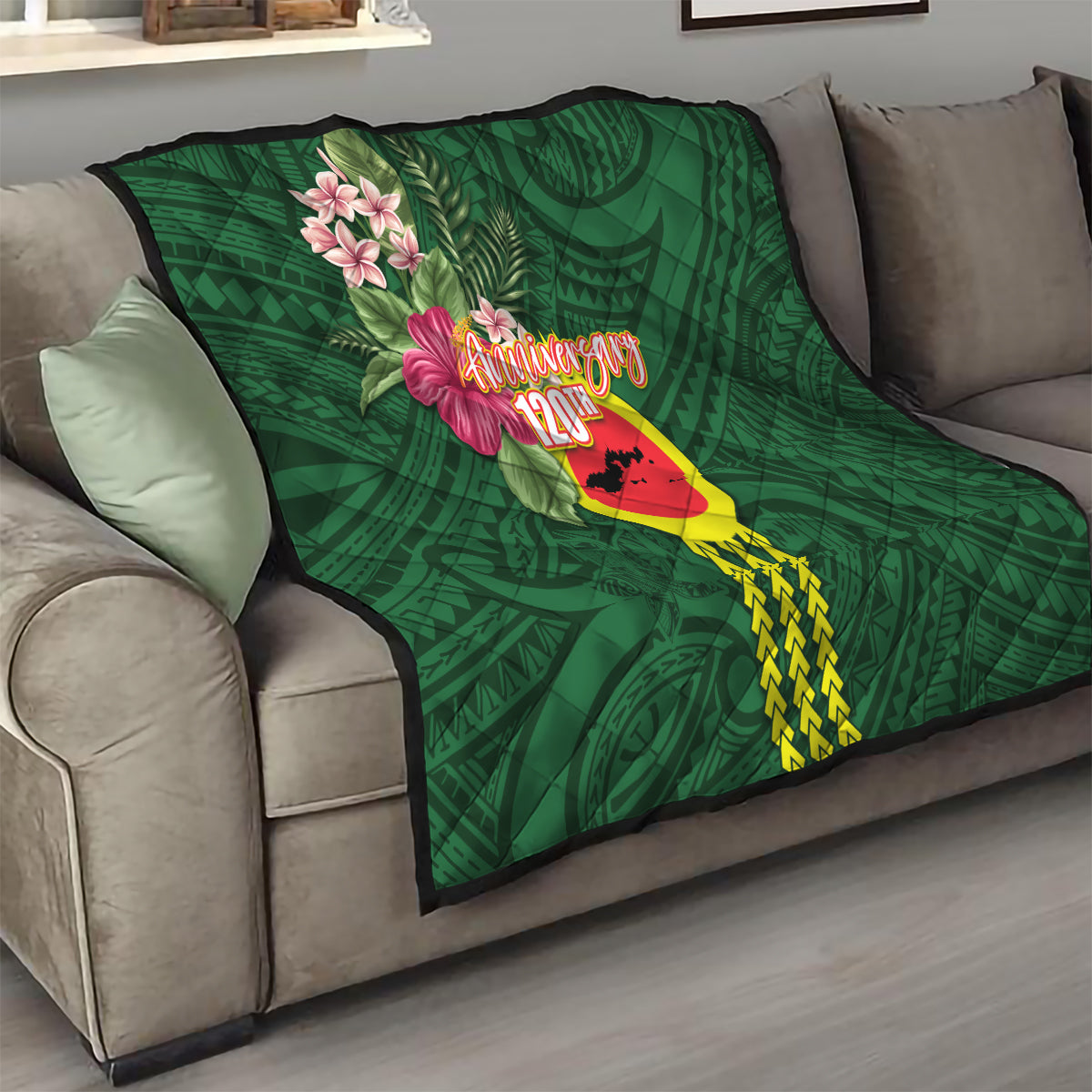 Manu'a Cession Day 120th Anniversary Quilt Polynesian Pattern and Hibiscus Flower LT03 - Polynesian Pride