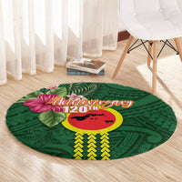 Manu'a Cession Day 120th Anniversary Round Carpet Polynesian Pattern and Hibiscus Flower LT03 - Polynesian Pride