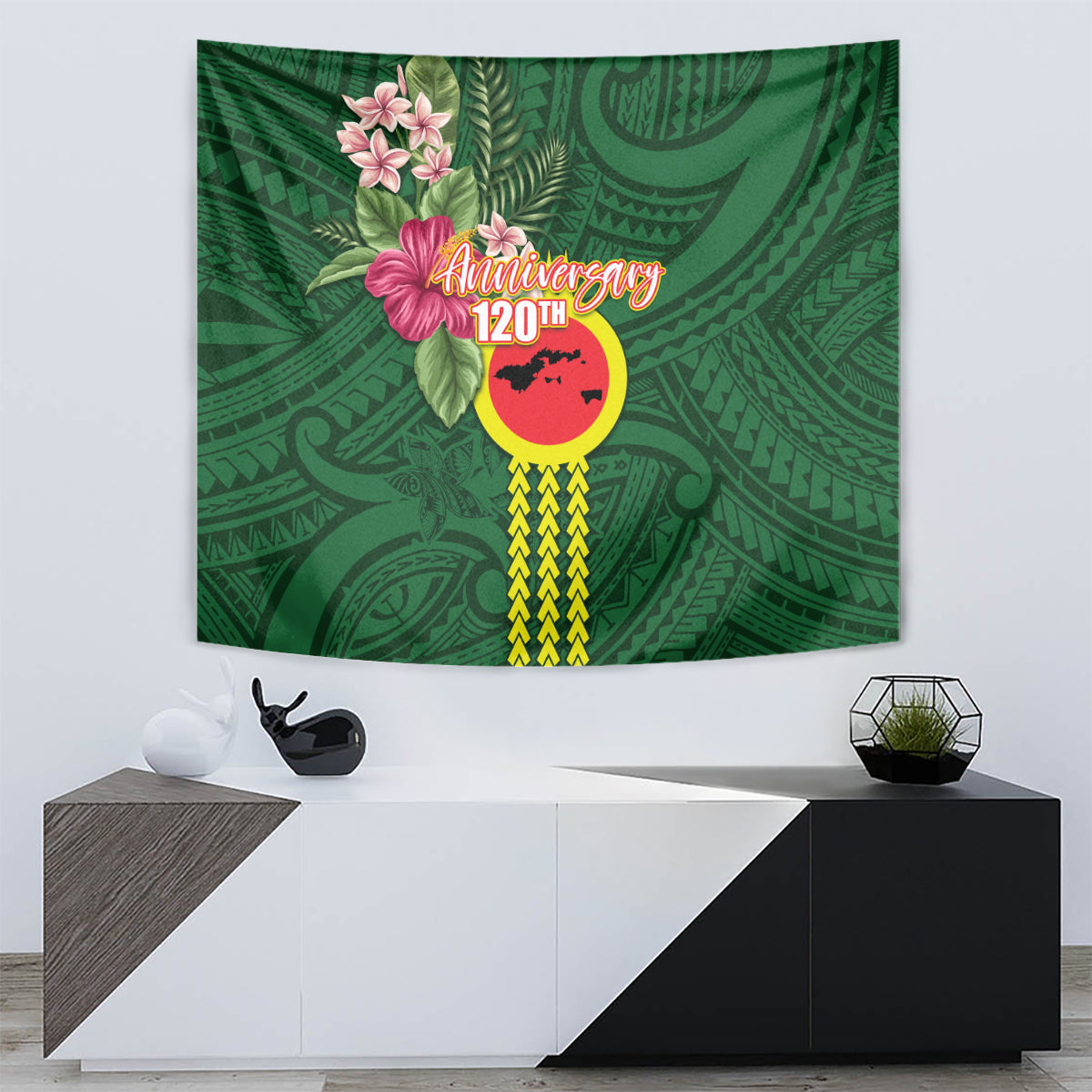Manu'a Cession Day 120th Anniversary Tapestry Polynesian Pattern and Hibiscus Flower LT03 - Polynesian Pride