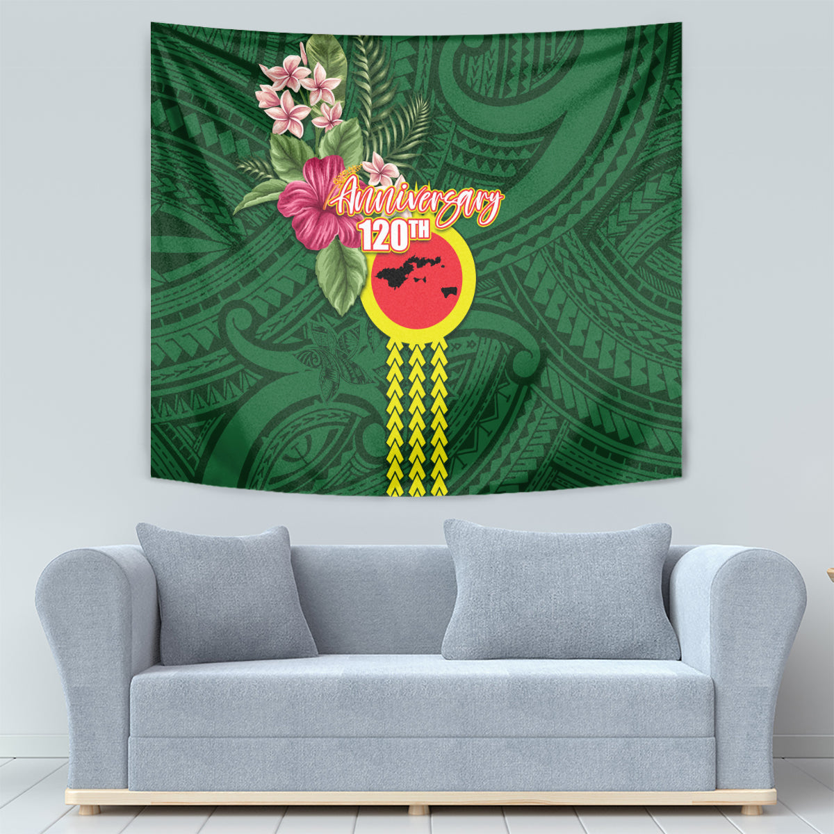 Manu'a Cession Day 120th Anniversary Tapestry Polynesian Pattern and Hibiscus Flower LT03 - Polynesian Pride