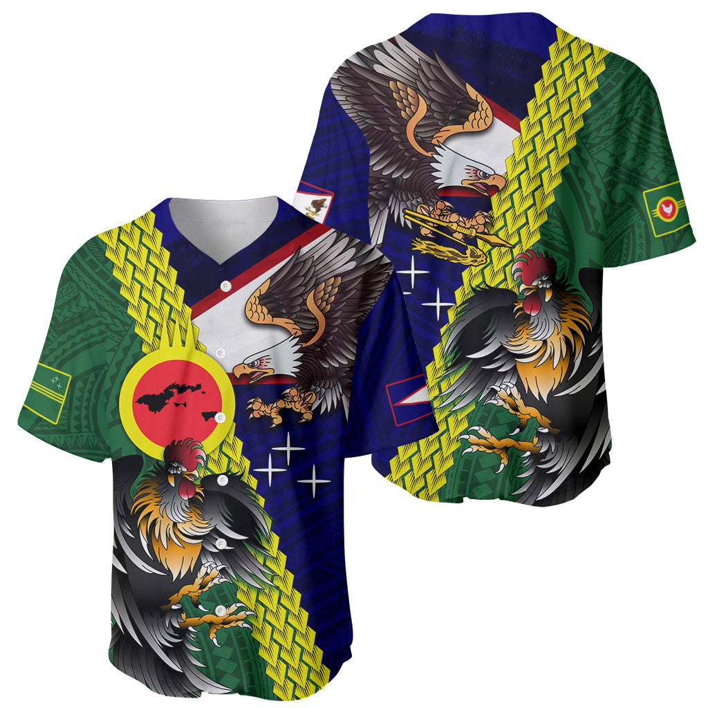 Manu'a Island and American Samoa Baseball Jersey Rooster and Eagle Mascot
