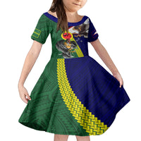 Manu'a Island and American Samoa Family Matching Off Shoulder Short Dress and Hawaiian Shirt Rooster and Eagle Mascot