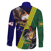 Manu'a Island and American Samoa Family Matching Off Shoulder Short Dress and Hawaiian Shirt Rooster and Eagle Mascot