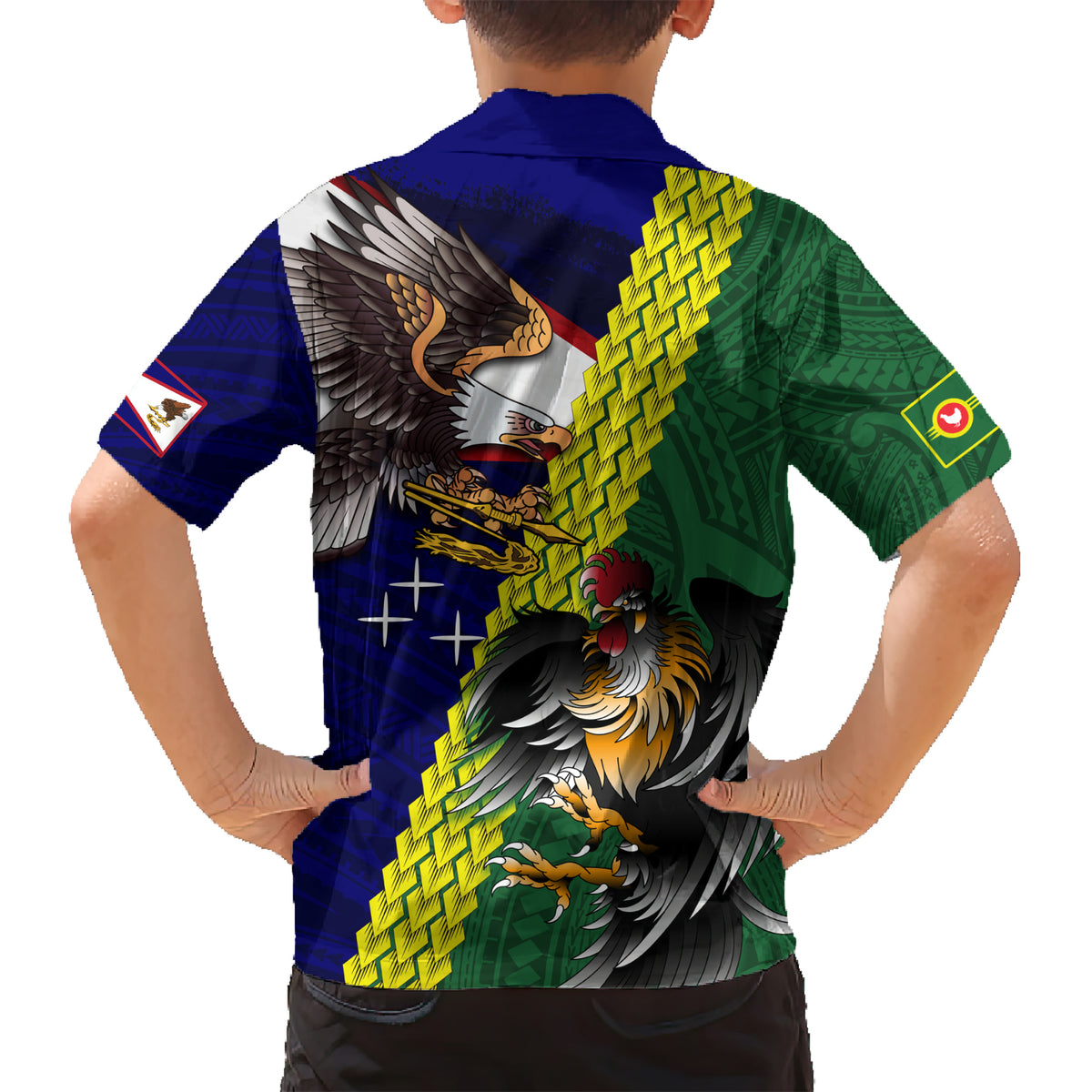 Manu'a Island and American Samoa Kid Hawaiian Shirt Rooster and Eagle Mascot LT03 - Polynesian Pride