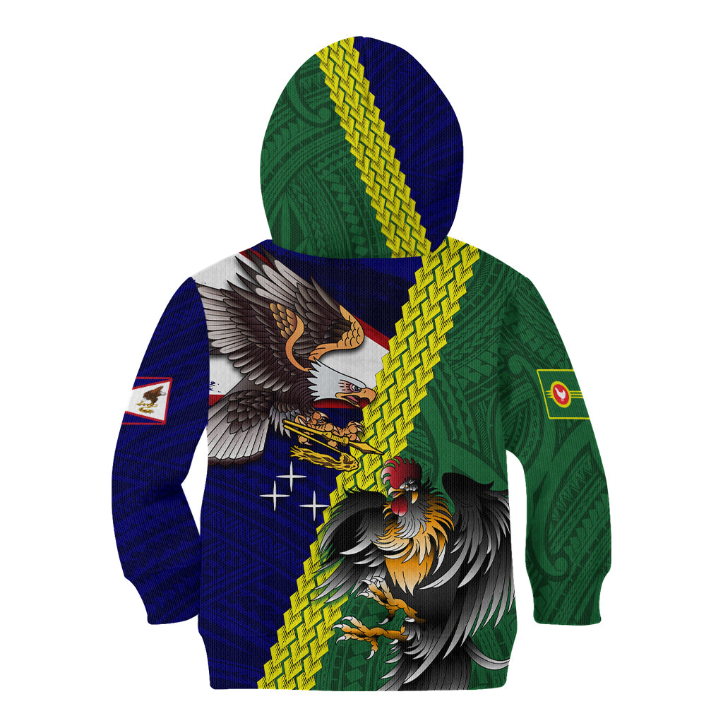 Manu'a Island and American Samoa Kid Hoodie Rooster and Eagle Mascot LT03 - Polynesian Pride