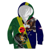 Manu'a Island and American Samoa Kid Hoodie Rooster and Eagle Mascot LT03 Zip Hoodie Green - Polynesian Pride