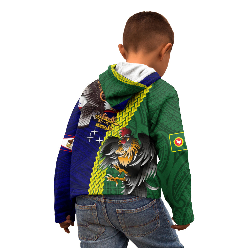 Manu'a Island and American Samoa Kid Hoodie Rooster and Eagle Mascot LT03 - Polynesian Pride