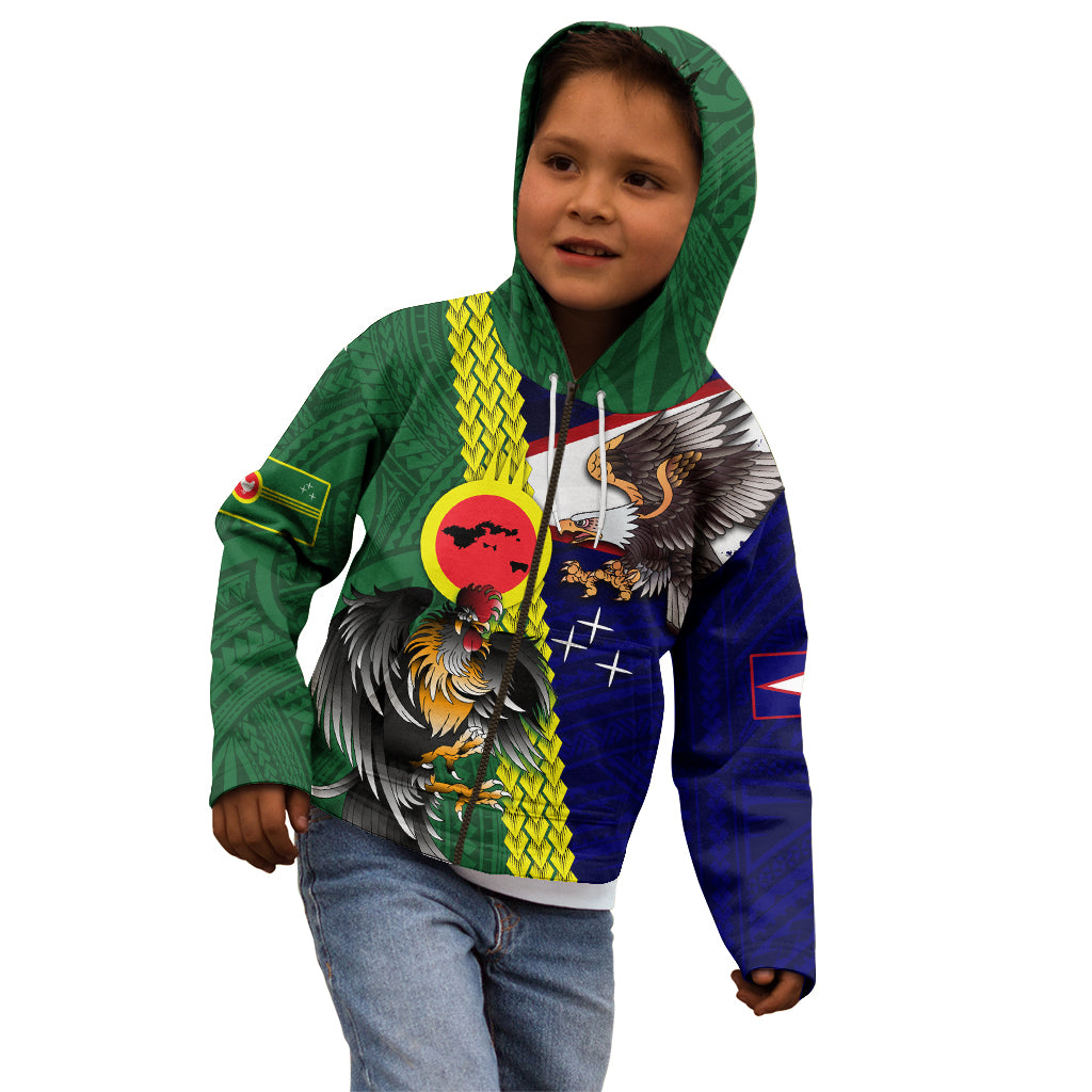 Manu'a Island and American Samoa Kid Hoodie Rooster and Eagle Mascot LT03 - Polynesian Pride