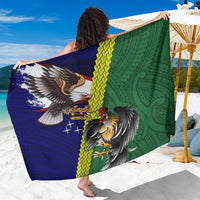 Manu'a Island and American Samoa Sarong Rooster and Eagle Mascot LT03 One Size 44 x 66 inches Green - Polynesian Pride