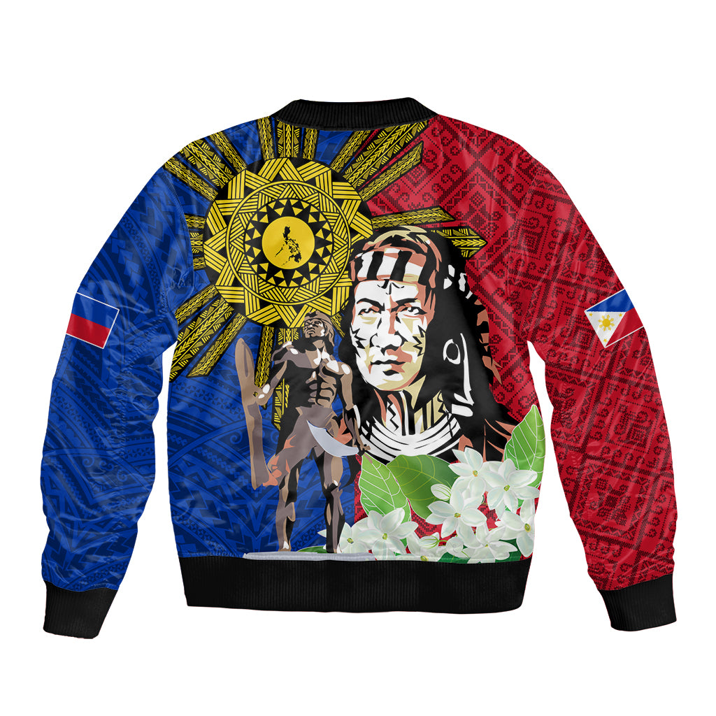 Philippines Lapu-Lapu Bomber Jacket Filipino Sun Tattoo With Yakan Pattern