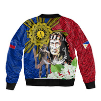 Philippines Lapu-Lapu Bomber Jacket Filipino Sun Tattoo With Yakan Pattern