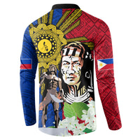 Philippines Lapu-Lapu Button Sweatshirt Filipino Sun Tattoo With Yakan Pattern