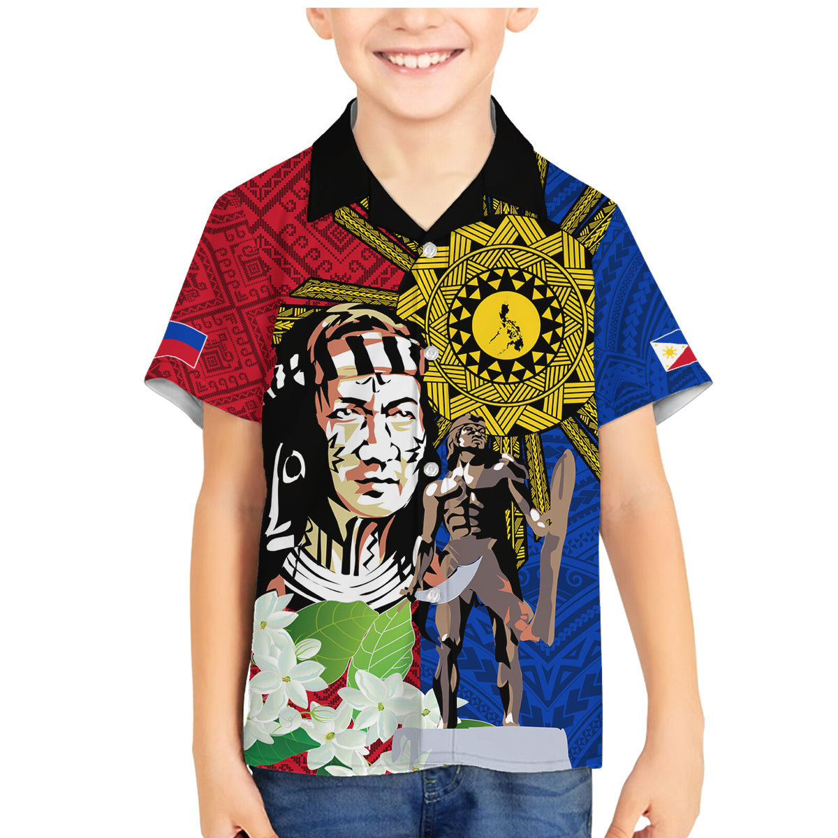 Philippines Lapu-Lapu Family Matching Mermaid Dress and Hawaiian Shirt Filipino Sun Tattoo With Yakan Pattern